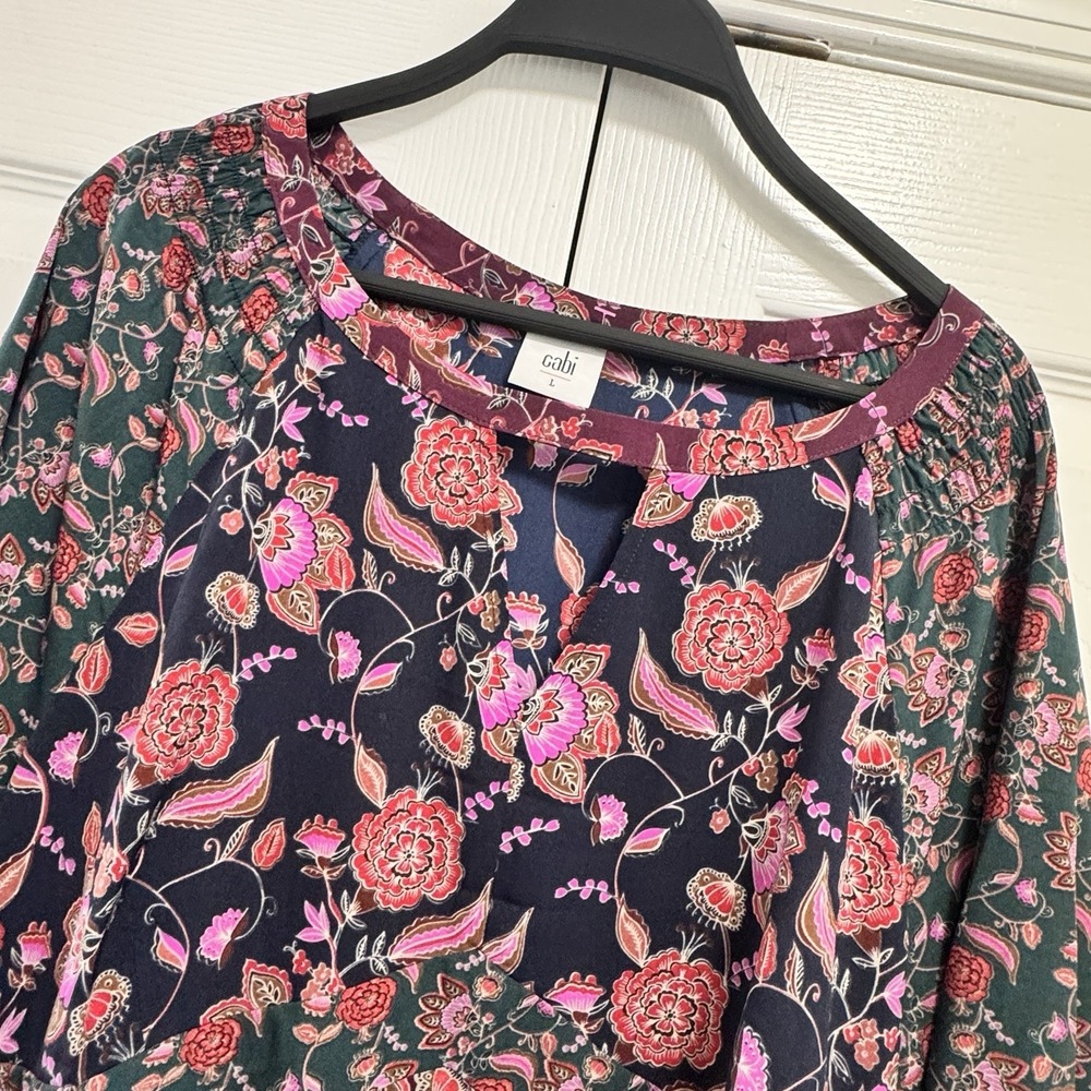 Cabi 3675 Festive Floral Boho Babydoll Cottagecore Boho Maxi Dress Large Prairie